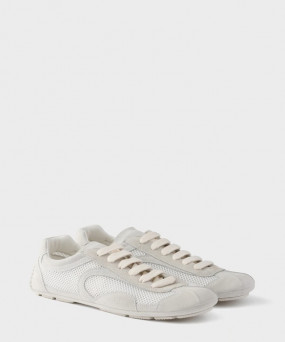 프라다 여성 몬테카를로 리에디션 2005 스웨이드 메쉬 스니커즈 1E247OFD_WH