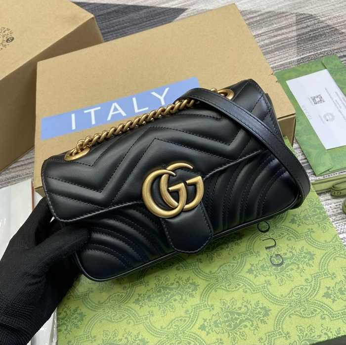 구찌 여성 GG 마몽 마틀라세 미니 숄더백 446744_BK