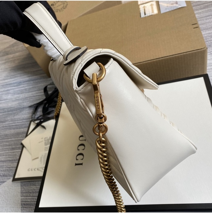 구찌 여성 GG 마몽 스몰 탑 핸들백 547260_WH