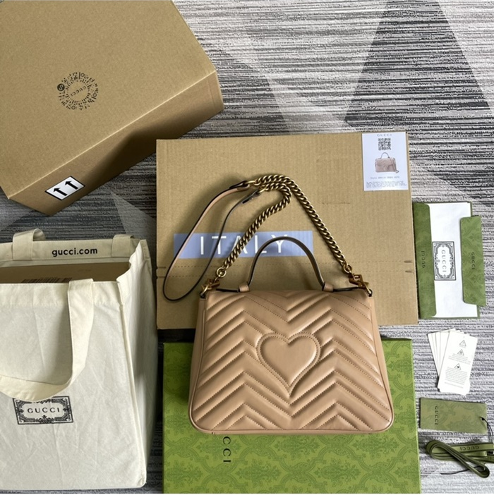 구찌 여성 GG 마몽 스몰 탑 핸들백 547260_BE