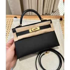 에르메스 미니 켈리2 블랙 앱송 금장 19cm