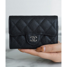 샤넬 클래식 똑딱이 카드슬립 카드지갑 캐비어 은장 AP0214