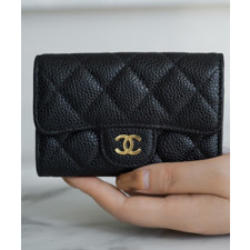 샤넬 클래식 똑딱이 카드슬립 카드지갑 캐비어 금장 AP0214