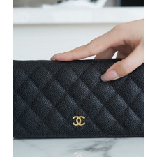 샤넬 클래식 롱 플랩 지갑 캐비어 금장 A31509