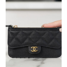 샤넬 클래식 플랫 지퍼 카드지갑 캐비어 금장 AP2570