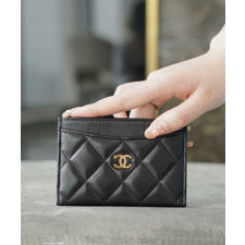 샤넬 클래식 카드지갑 램스킨 금장 AP0213