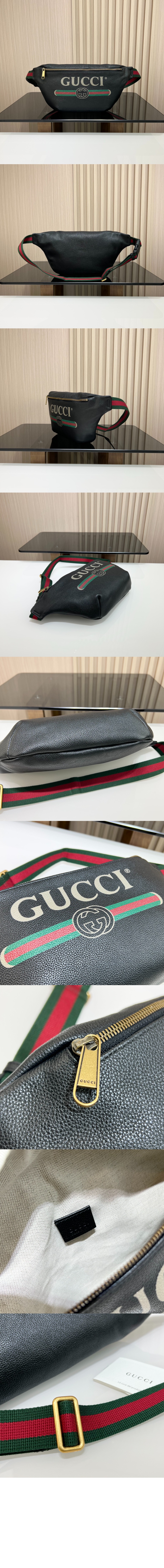 구찌 라지 프린트 레더 벨트백 493869