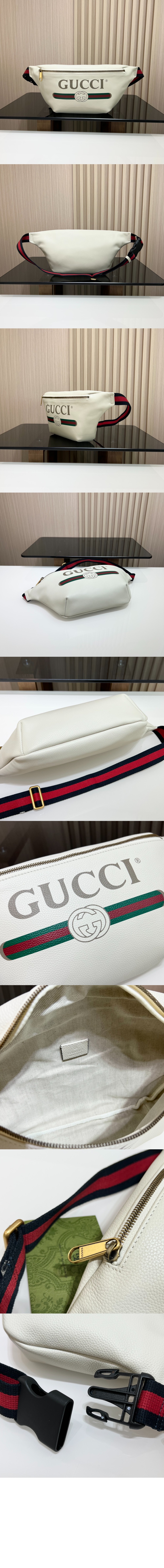 구찌 라지 프린트 레더 벨트백 493869