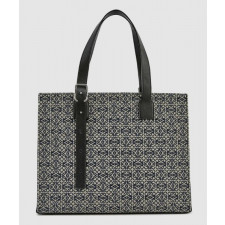 로에베 버클 호리즌탈 토트 백 - 카프스킨 & 애너그램 자카드