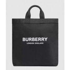 버버리 로고 프린트 나일론 토트백 블랙 80262331