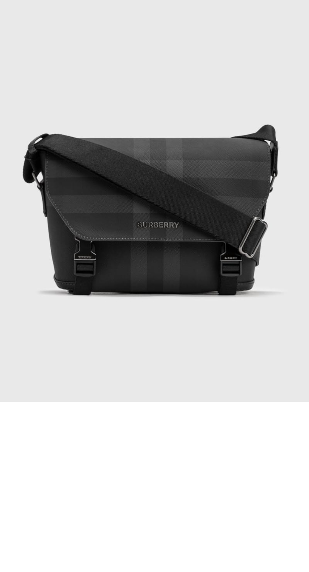 버버리 차콜 체크 레더 스몰 메신저백 80653351
