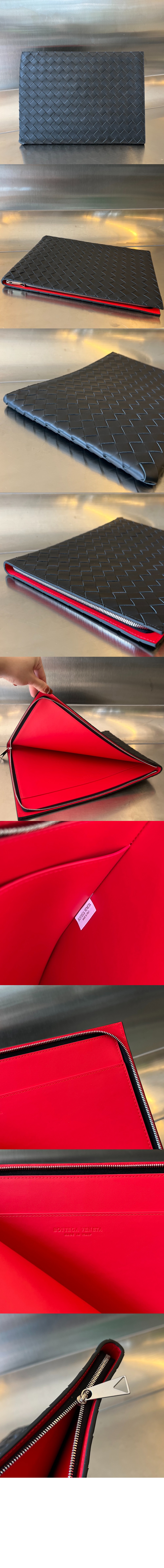 보테가베네타 인트레치아토 하프 지퍼 파우치 607479