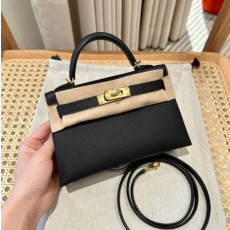 에르메스 미니 켈리2 블랙 앱송 금장 19cm