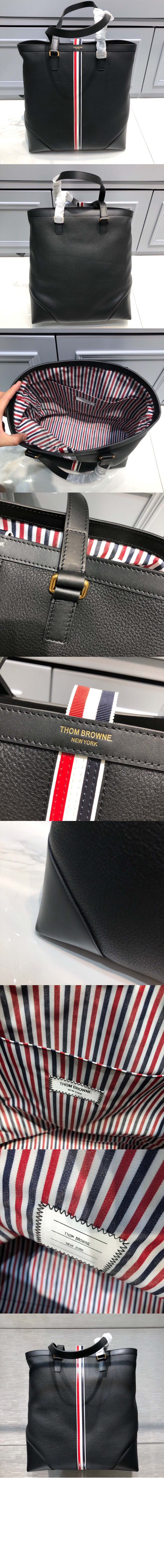 톰브라운 삼선 레더 토트백 MAG150