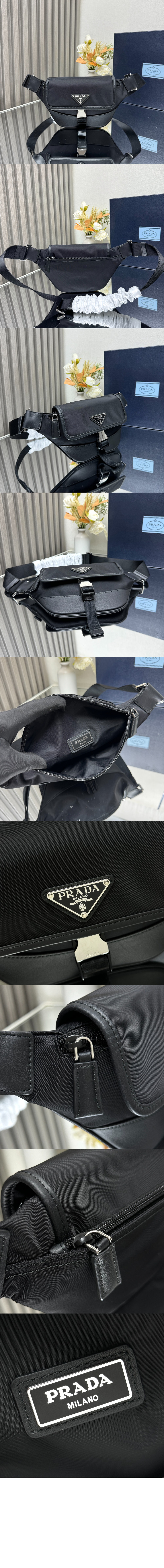 프라다 리나일론 및 사피아노 가죽 숄더백 2VH176