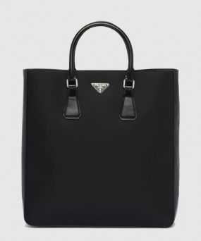 프라다 리나일론 및 브러쉬드 가죽 토트백 2VG115