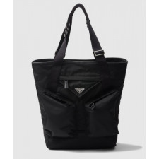 프라다 리나일론 및 가죽 토트백 2VG120