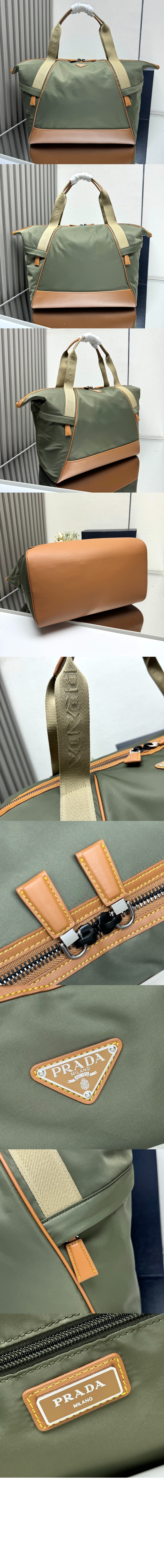 프라다 리나일론 및 가죽 더플백 2VC040
