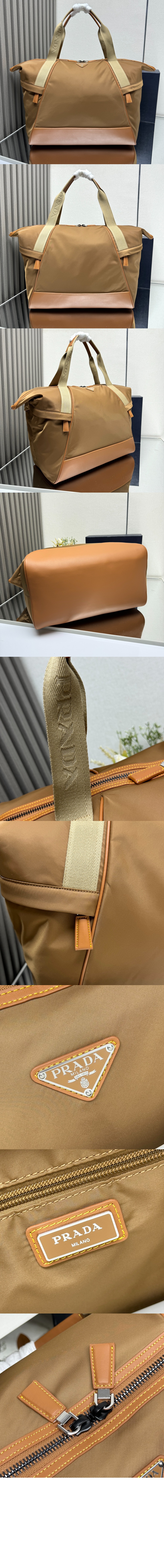 프라다 리나일론 및 가죽 더플백 2VC040