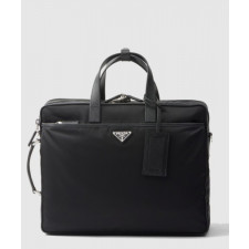 프라다 리나일론 및 사피아노 가죽 브리프케이스 2VE015