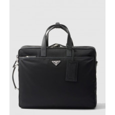 프라다 리나일론 및 사피아노 가죽 브리프케이스 2VE015