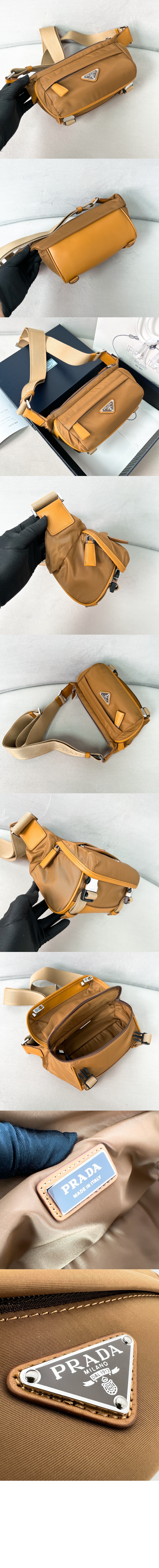 프라다 리나일론 및 사피아노 가죽 숄더백 2VH171