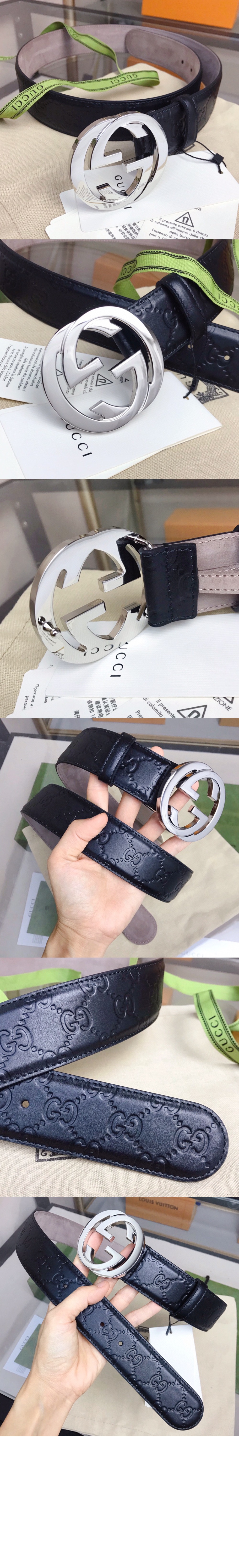 구찌 인터로킹 G 버클 시그니처 벨트 411924