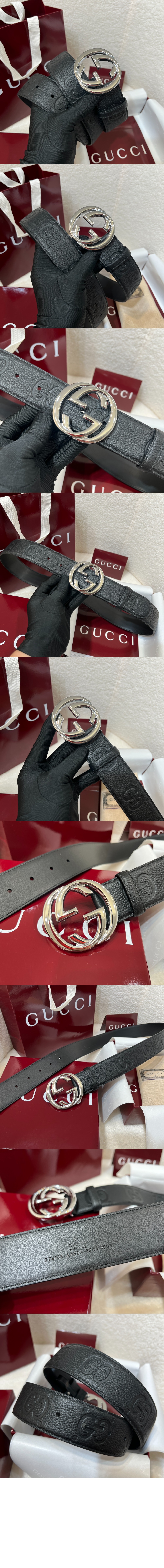 구찌 인터로킹 G 버클 와이드 벨트 794196