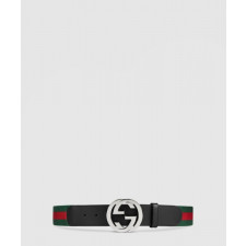 구찌 인터로킹 G 버클 웹 벨트 411924