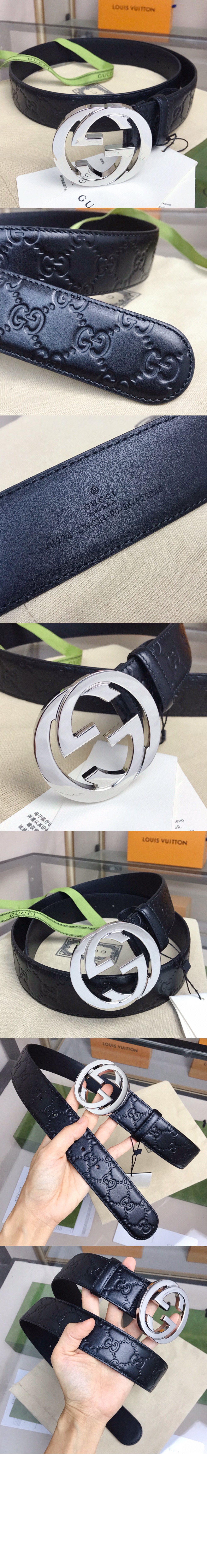 구찌 인터로킹 G 버클 구찌 시그니처 벨트 411924