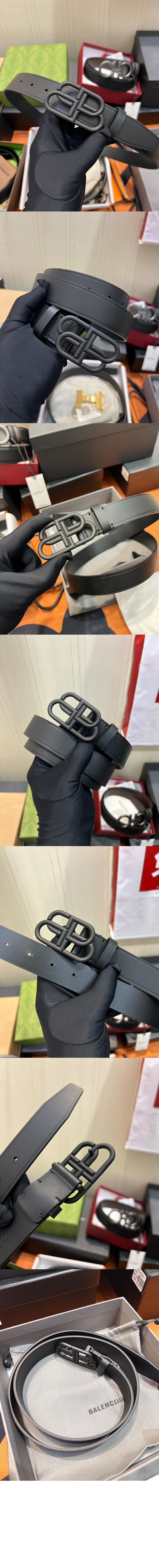 발렌시아가 BB 라지 벨트 블랙 570370