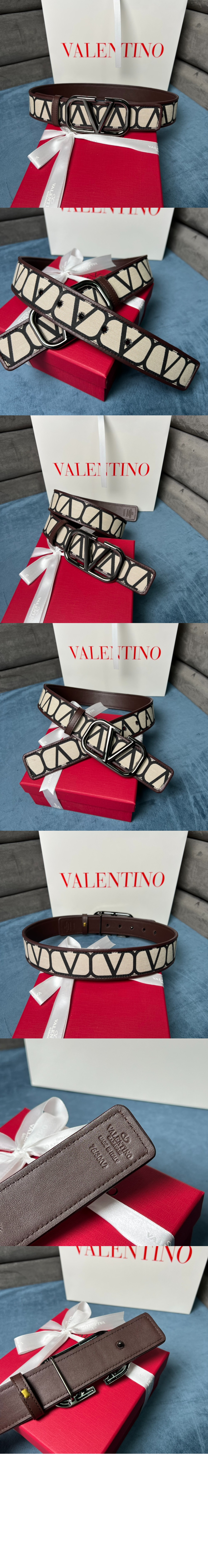 발렌티노 V 로고 벨트