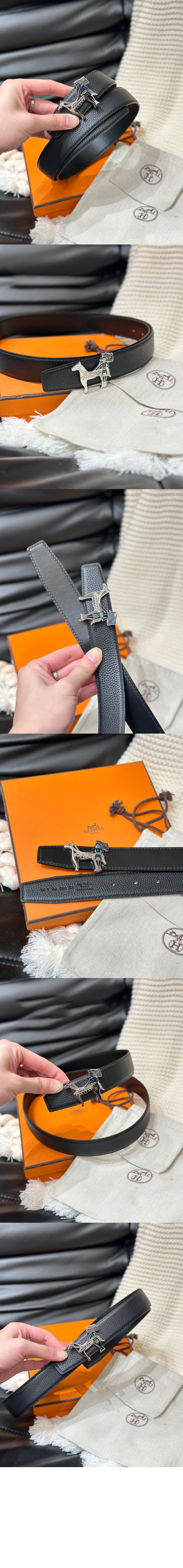 에르메스 Artificier 벨트 버클 리버서블 가죽 스트랩