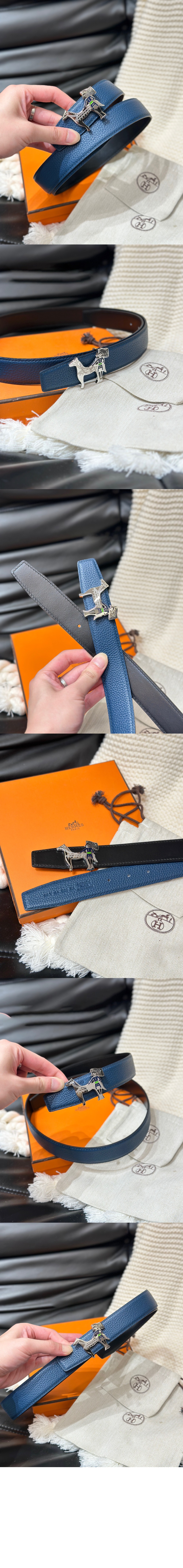 에르메스 Artificier 벨트 버클 리버서블 가죽 스트랩