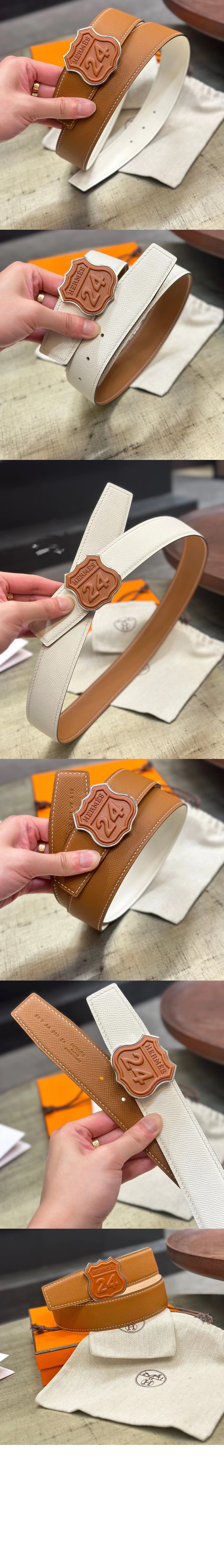 에르메스 온더로드 버클 양면 가죽 벨트