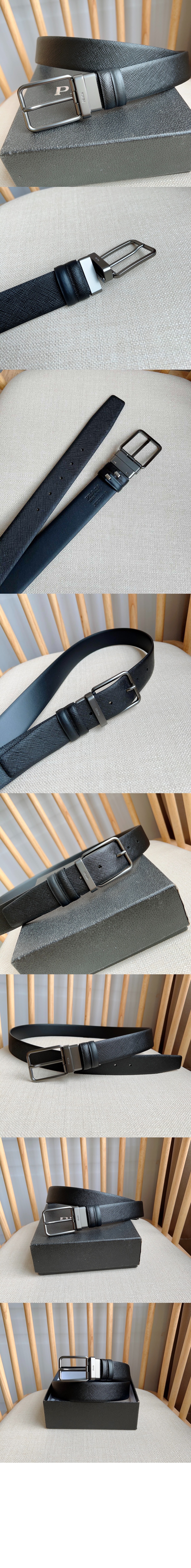 프라다 리버서블 사피아노 및 가죽 벨트 2CC123