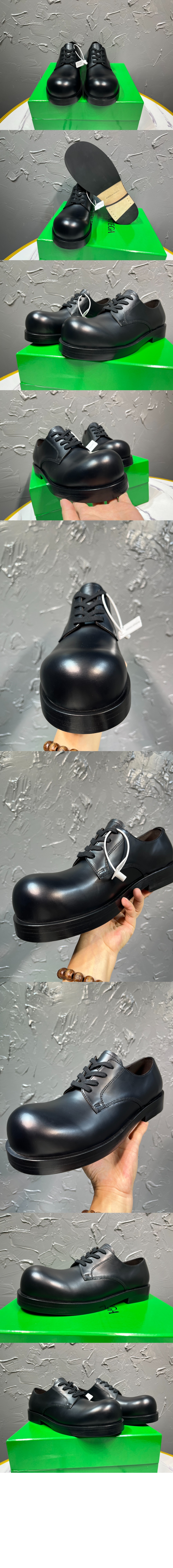 보테가베네타 브러시드 레더 레이스업 슈즈 741324