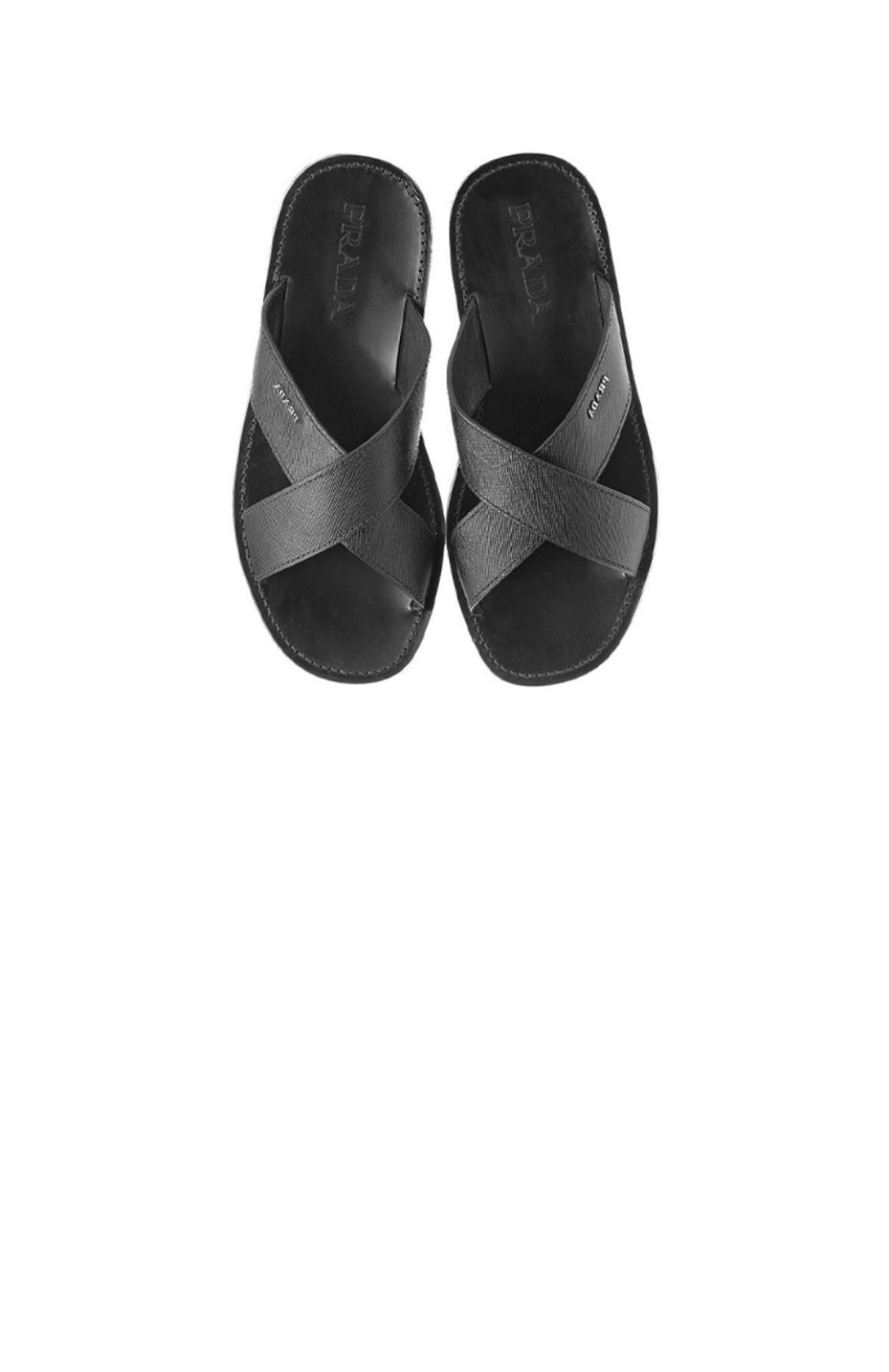 프라다 로고 레더 슬리퍼 2X2833