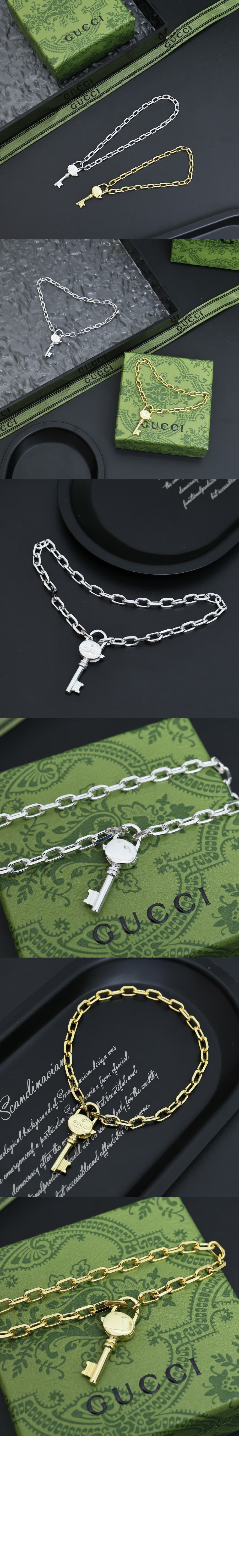 구찌 키가 달린 트레이드마크 체인 팔찌 796345