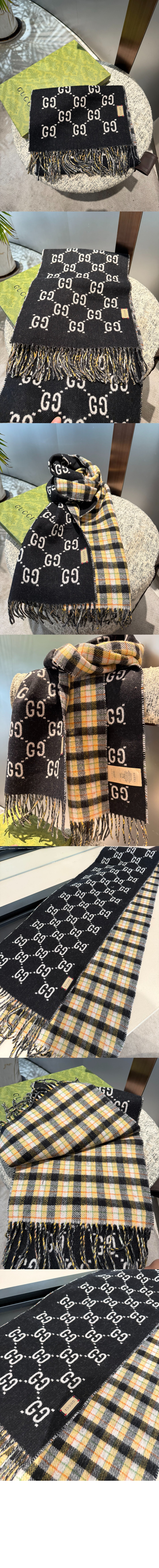 구찌 GG 자카드 패턴 니트 스카프 597527