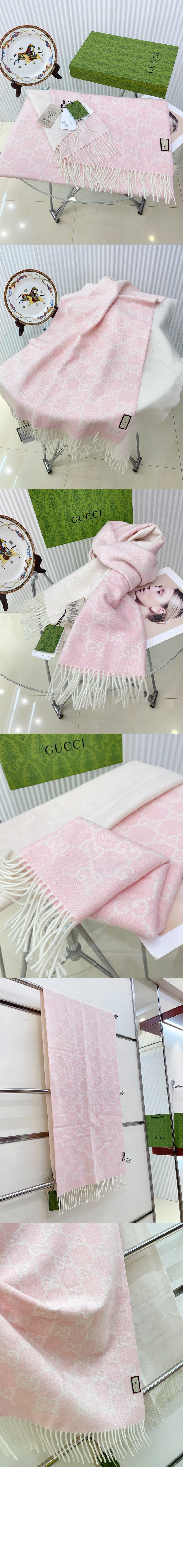 구찌 태슬 디테일의 GG 자카드 니트 스카프 764634