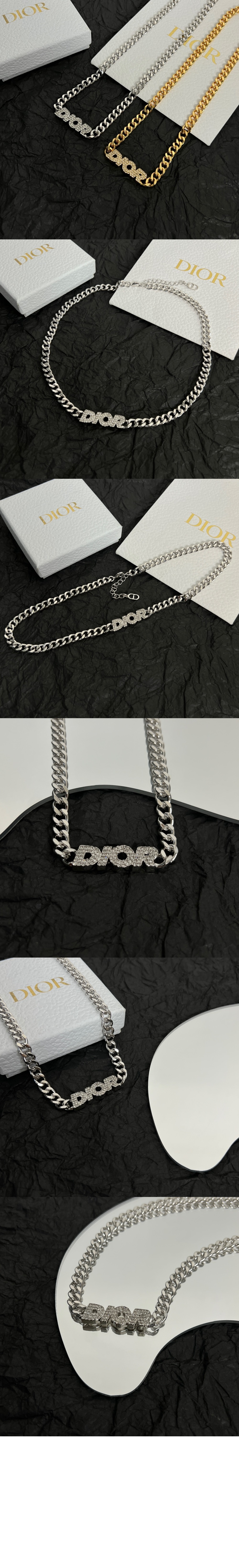 디올 Dior Italic 체인 링크 목걸이 N1507