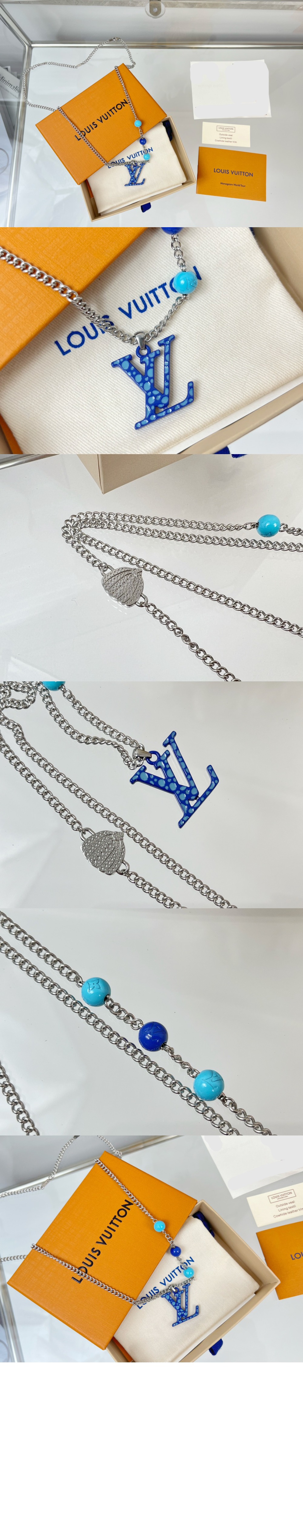 루이비통 펜던트 실버 블루 M01093