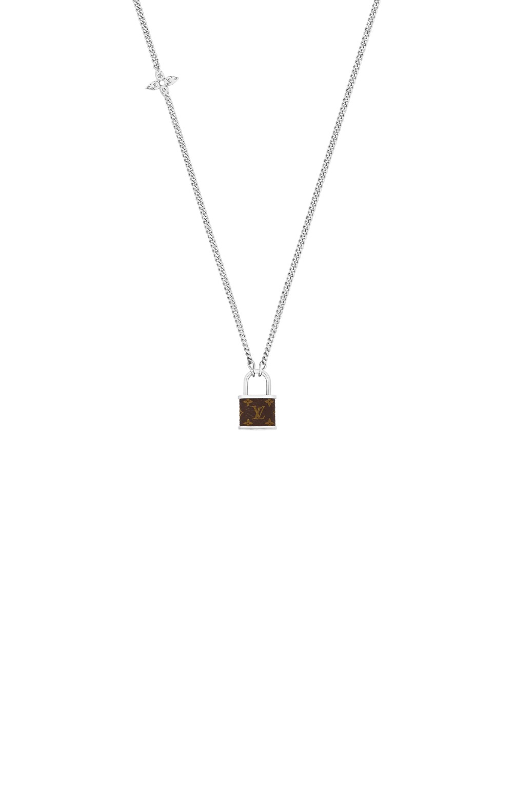 루이비통 락 펜던트 네크리스 실버 M00525