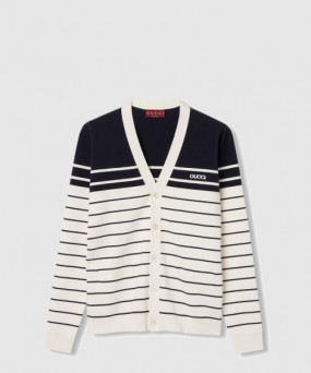 구찌 가디건 스트라이프 로고