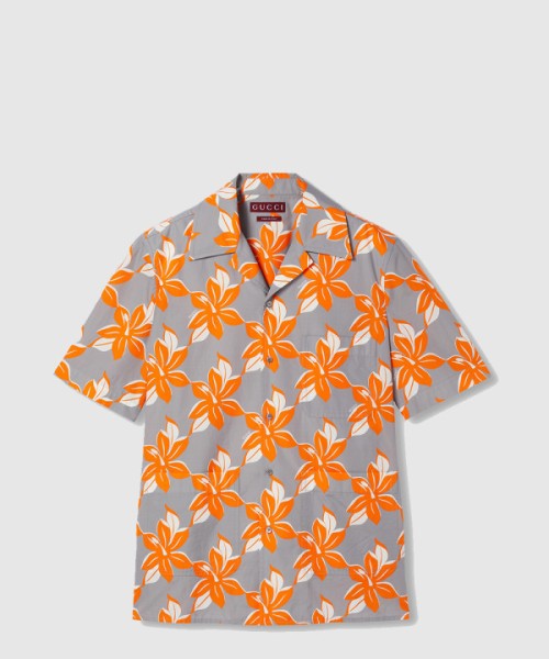 구찌 프린트 코튼 포플린 셔츠