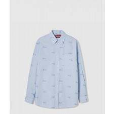 구찌 자수 스트라이프 코튼 셔츠