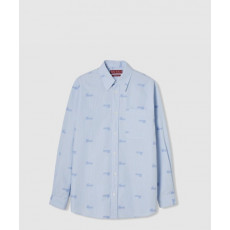 구찌 자수 스트라이프 코튼 셔츠