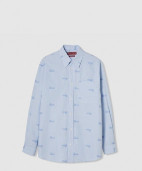 구찌 자수 스트라이프 코튼 셔츠