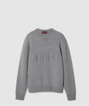구찌 자수 장식의 울 니트 스웨터
